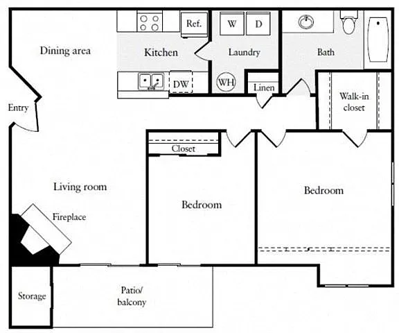 Floor plan Two Bedroom One Bathroom