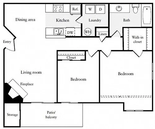 Floor plan Two Bedroom One Bathroom