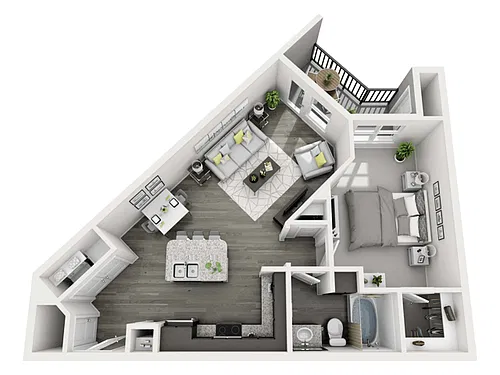 Floor plan 1 Bed, 1 Bath C