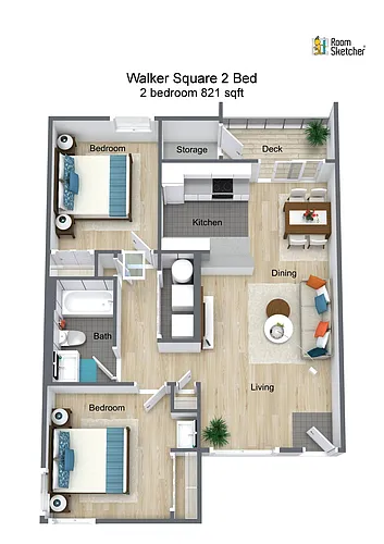Floor plan 2 bed 1 bath