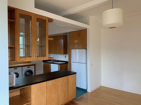 Kitchen/dinning room with modern mid-century kitchen cabinets!
