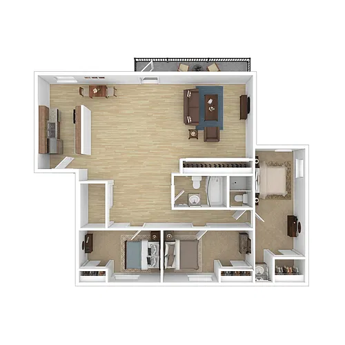 Floor plan 3 Bedroom, 2 Bath