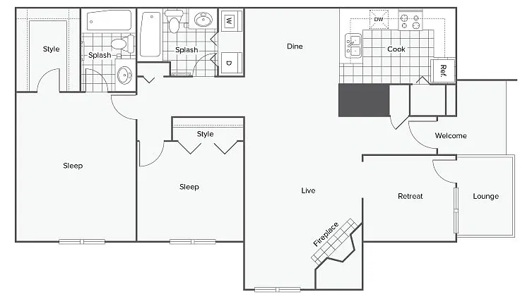 Floor plan Gardenia 2X2