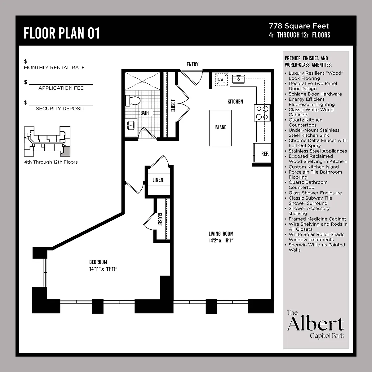 Floor plan 1 Bedroom Unit - A1