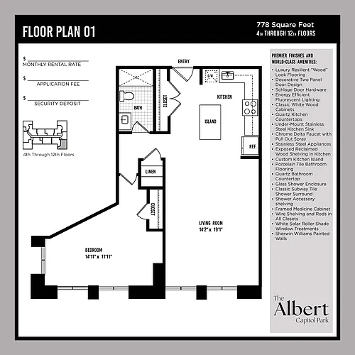 Floor plan 1 Bedroom Unit - A1