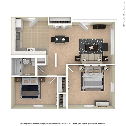 Floor plan 2 Bedroom, Garden level