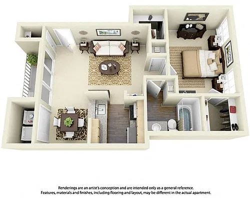 Floor plan 1 Bedroom 1 Bath Plan 6