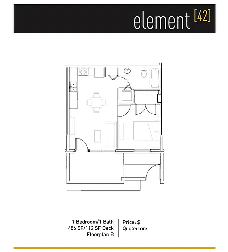 Floor plan 1X1 - B