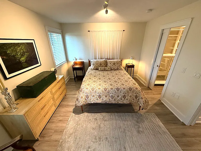 Bedroom & walk-through closet (bed linens not included)