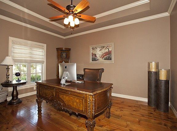 Home office is warm and functional