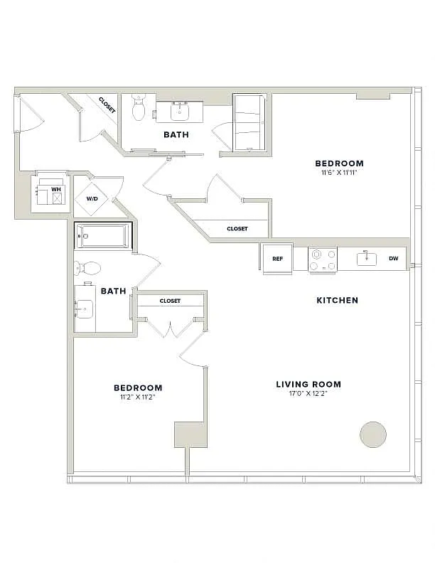 Floor plan 2 Bed-2 Bath- 2E Luminary