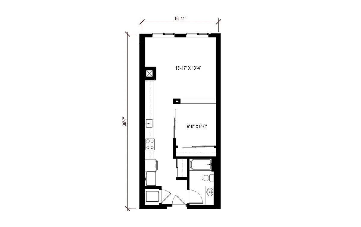 Floor plan Urban 1 Bedroom - U21