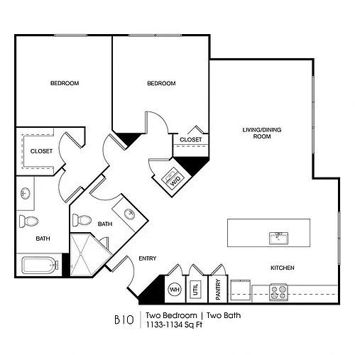 Floor plan B14: 2 Bed 2 Bath