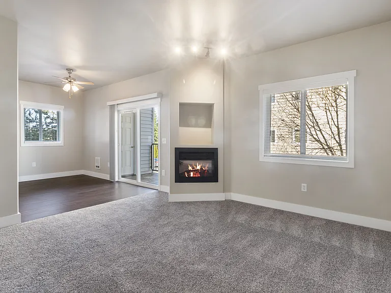 Our stunning 3-bedroom living room with fireplace
