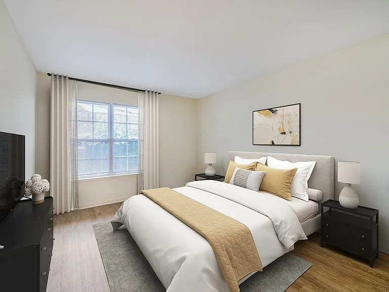 Bedroom with hard surface flooring