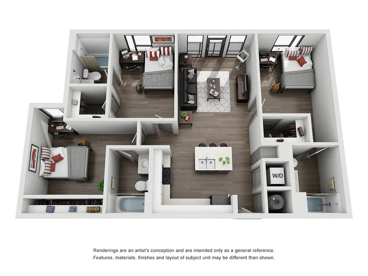Floor plan 3BR/3BA - The Outlaw