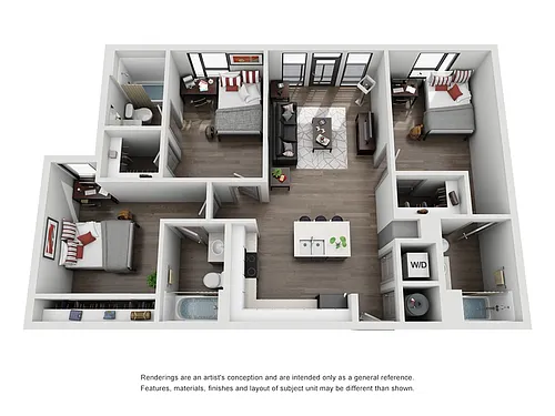 Floor plan 3BR/3BA - The Outlaw