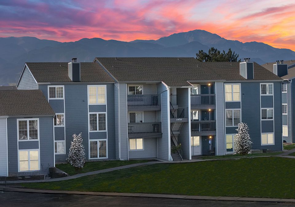 Antero Apartments Ariel View with Mountains Twilight