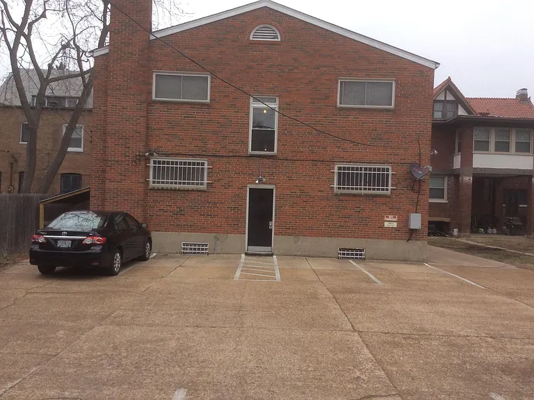Rear of building and parking lot