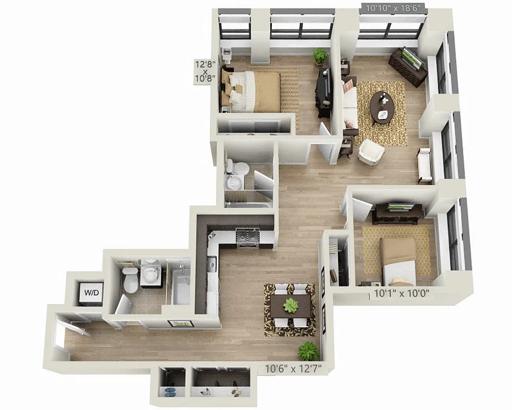Floor plan Two Bedroom B2B