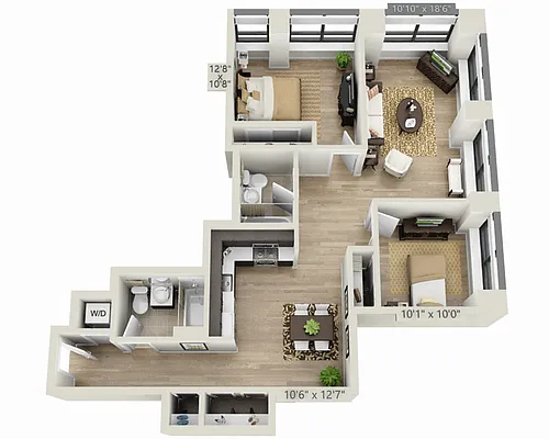 Floor plan Two Bedroom B2B