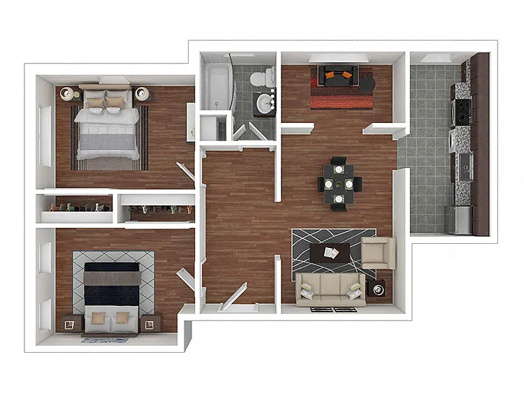 Floor plan TIER 04-05: 2 BEDROOM/DEN