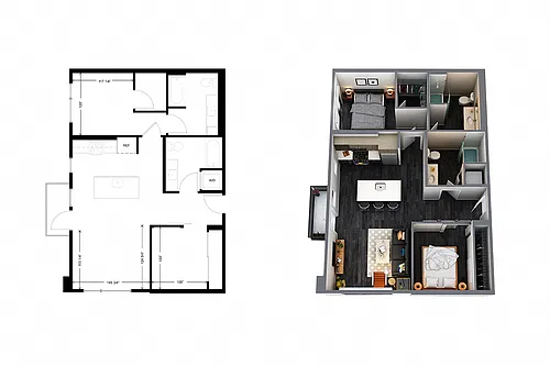 Floor plan C2 2 Bedroom 2 Bathroom