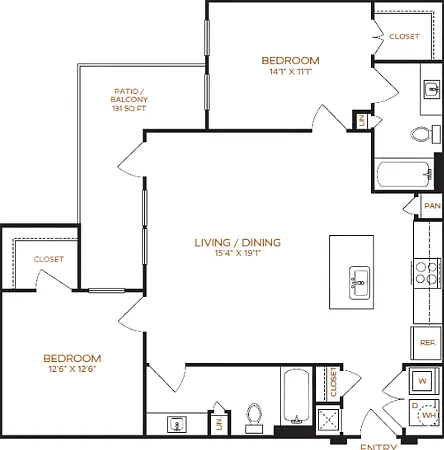 2 Bedroom | 2 Bathroom | 1081 Sq. Ft. | Income Restricted 2 Bedroom | 2 Bathroom | 1081 Sq. Ft. | Income Restricted