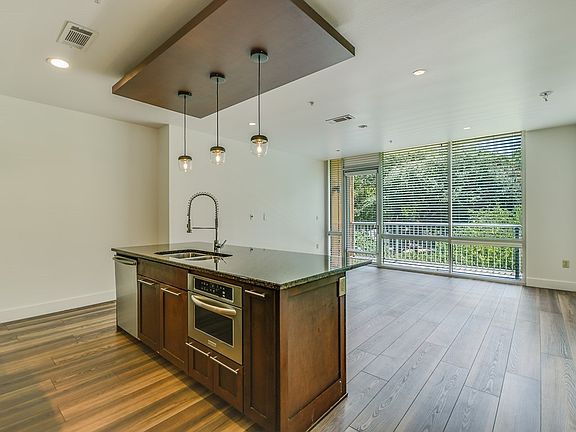 island kitchen and living room