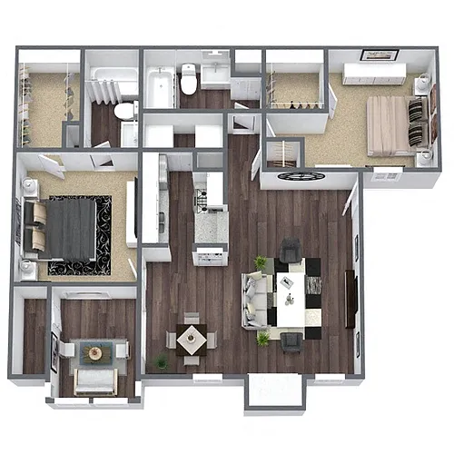 Floor plan B3: 2 Bed 2 Bath