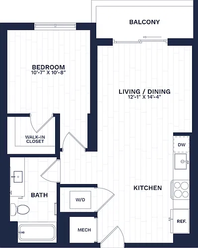 Floor plan 1 Bed/1 Bath-A2