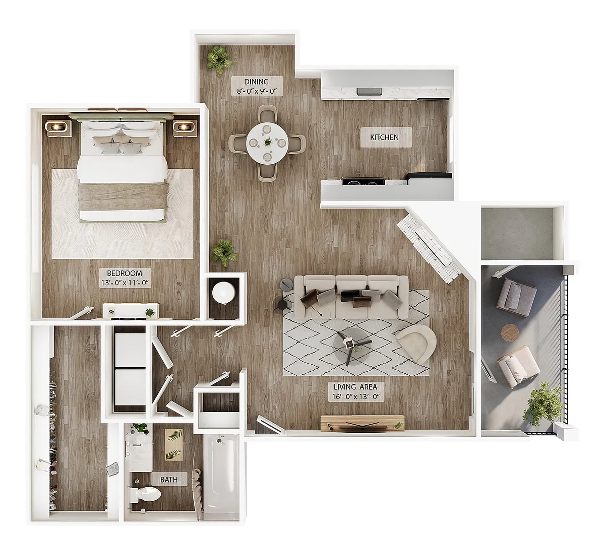 Floor plan 1BR/1BA - A