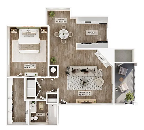 Floor plan 1BR/1BA - A