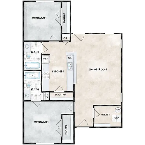 Floor plan 2 Bedroom 2 Bathroom