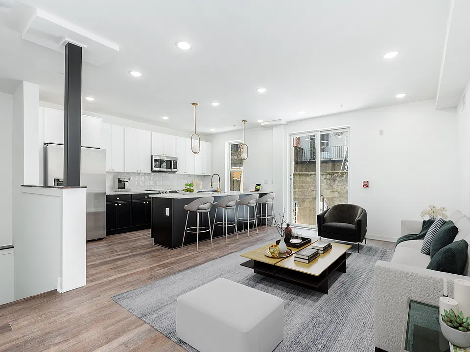 Digitally staged - Kitchen/Living Room