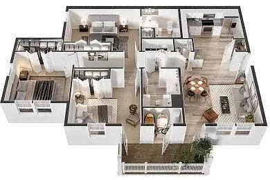 Floor plan 3 Bedrooms 2 Bathrooms