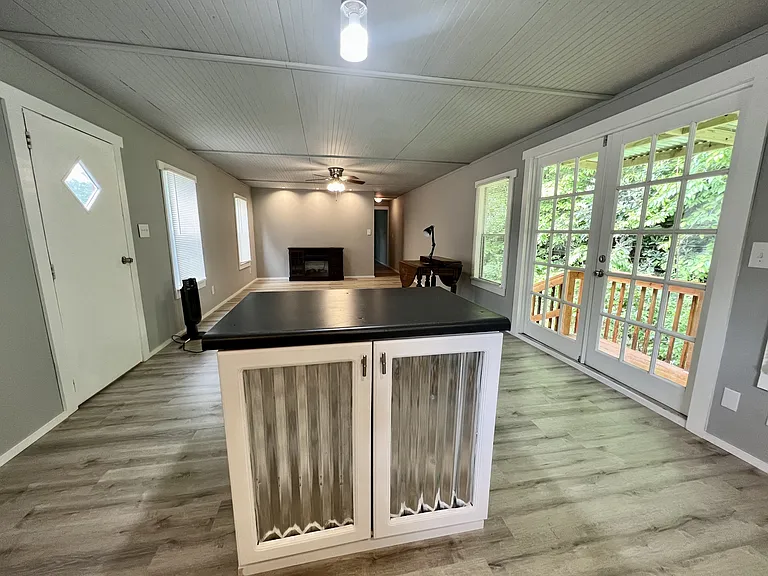 Kitchen Island and Living Room