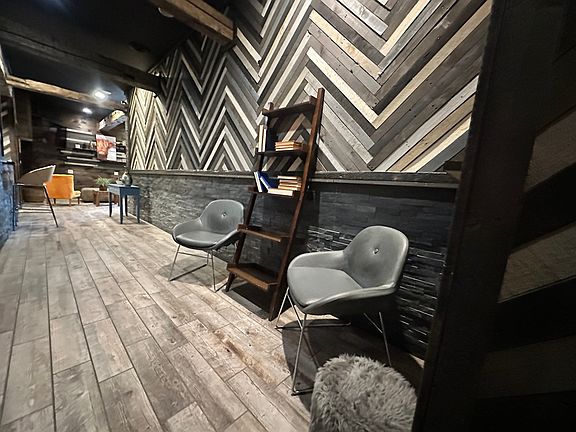 Creating a relaxing vibe perfect for unwinding or entertaining with modern finishes with rustic character.