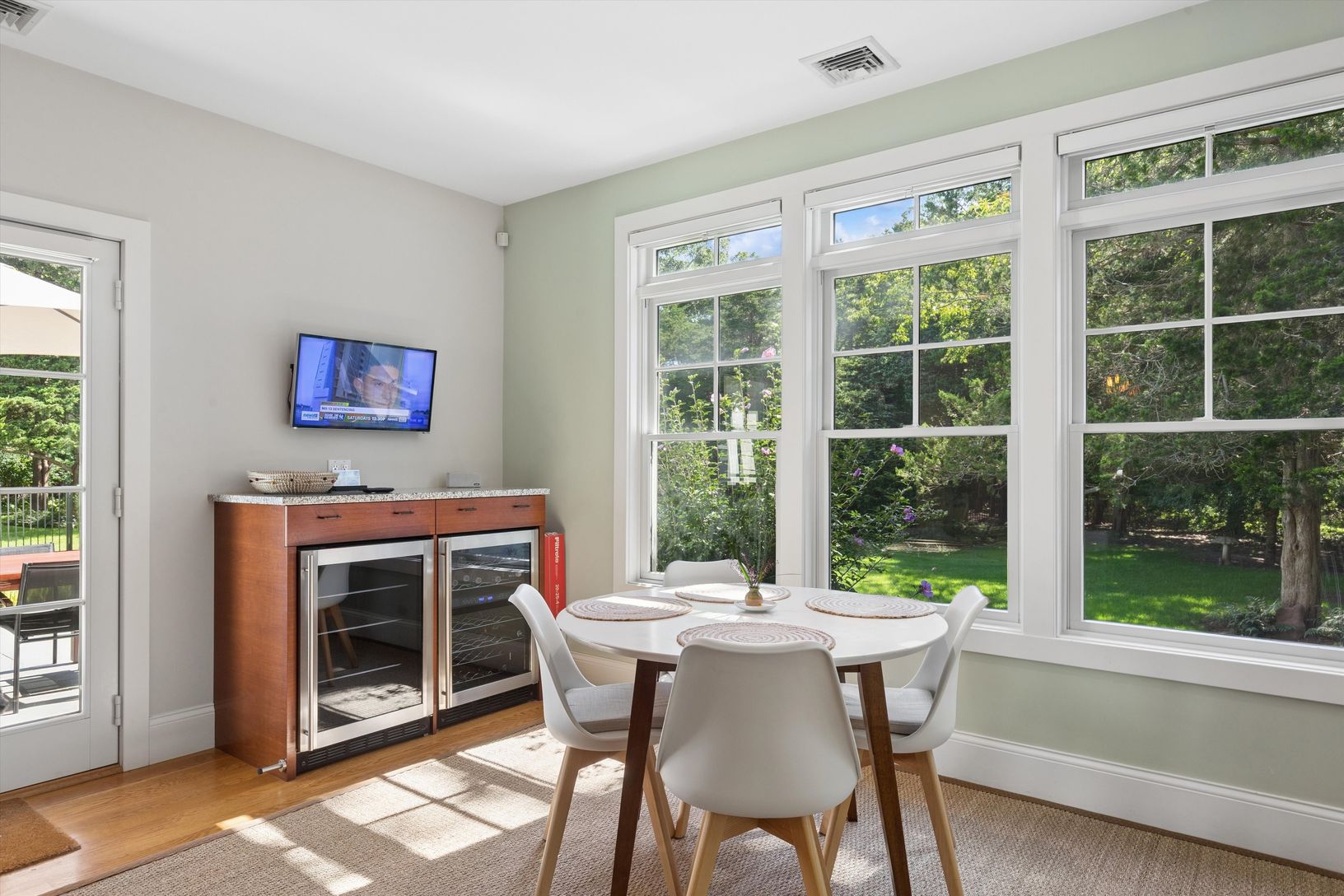  Breakfast nook with wine fridge.
