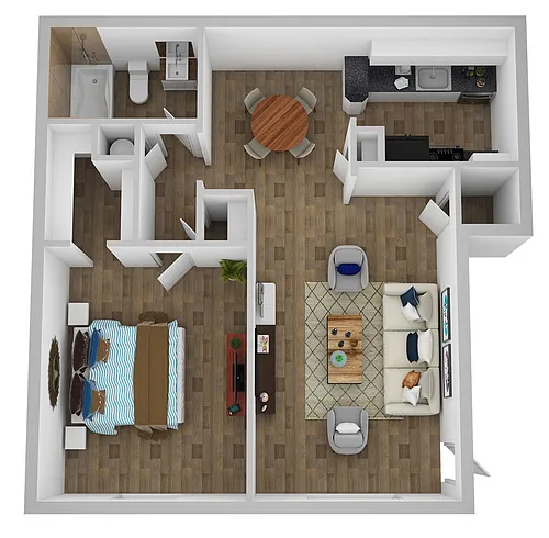Floor plan 1 Bedroom B
