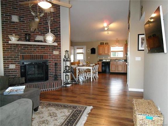 Custom brick & stone wood burning fireplace