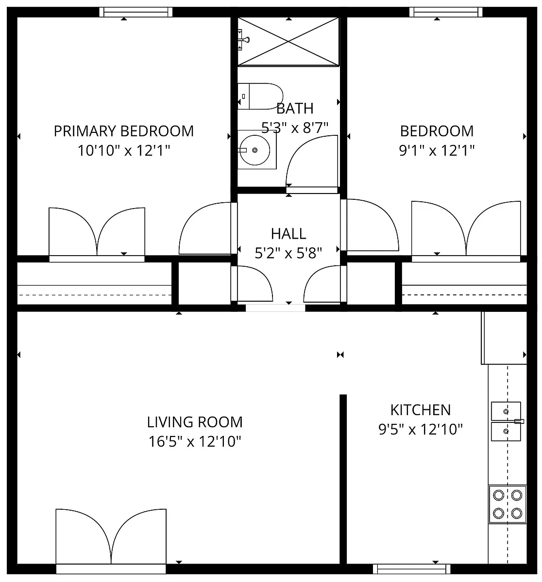 Floor plan 2 BR/ 1 BA