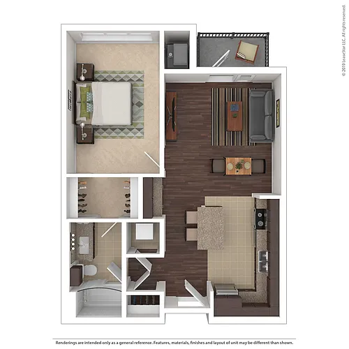 Floor plan 1 Bedroom - A2 - M