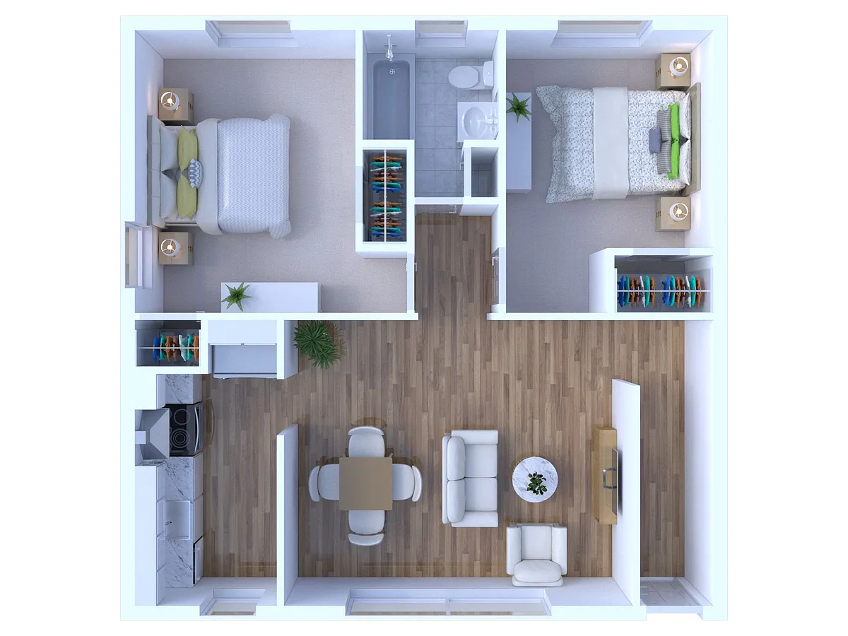 Floor plan 2 Bed 1 Bath | Classic