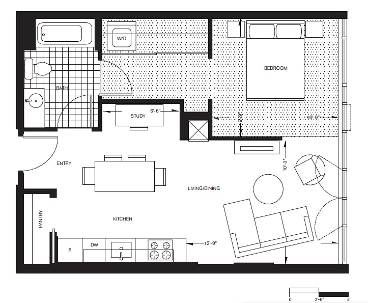Floor plan One Bedroom (A9)