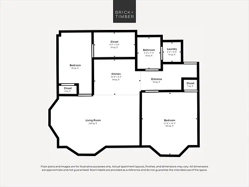 Floor plan 2 Bedroom 1 Bath