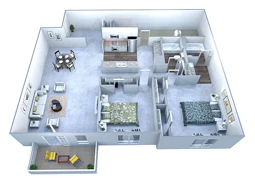 Floor plan D 2 Bed/2 Bath