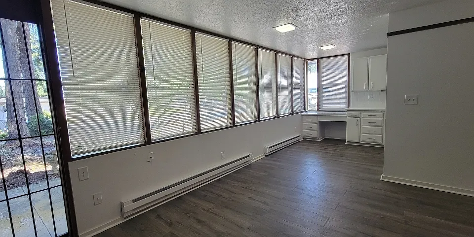 Security Screen door opens out to patio