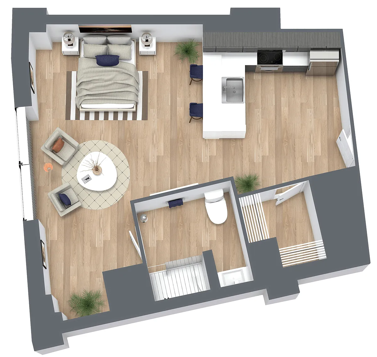 Floor plan S6: 0 Bed 1 Bath