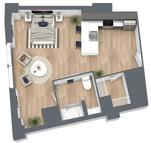 Floor plan S6: 0 Bed 1 Bath